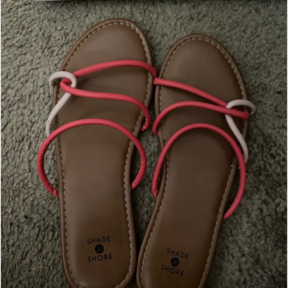 Size 8. Sandels from shoe land. Two different pink strand on top .